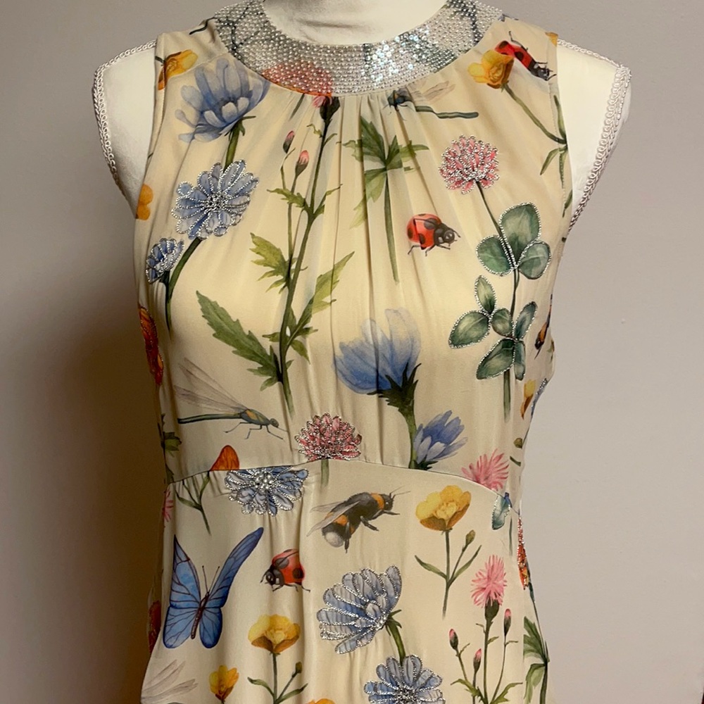Pankaj & Nidhi for Anthropologie, butterflies and flowers dress, size 6